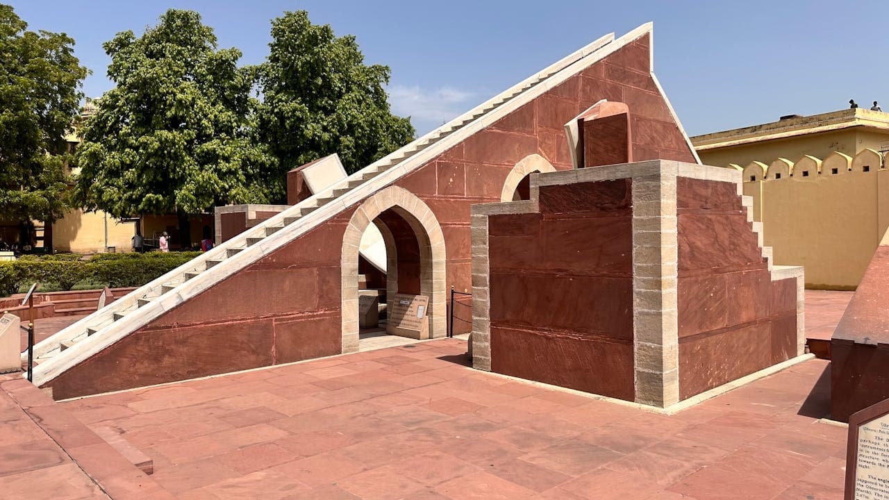 Stone astronomical instruments at the Jantar Mantar observatory in Jaipur, India